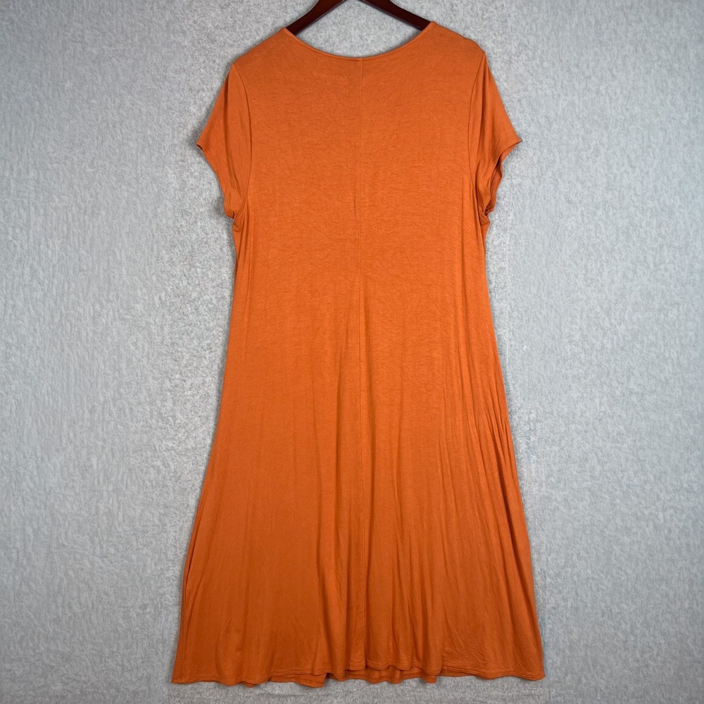 Soft Surroundings Orange V Neck Short Sleeve A Line Jersey Midi Dress Size Large - Picture 5 of 9